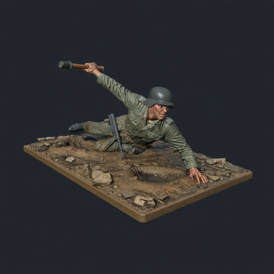 German Soldier Throwing a Grenade — STL File for 3D Printing | World War II | Instant Download German Soldier Throwing a Grenade — STL File for 3D Printing | World War II | Instant Download