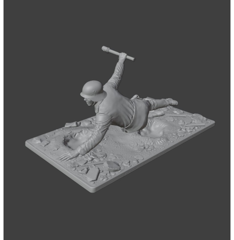 German Soldier Throwing a Grenade — STL File for 3D Printing | World War II | Instant Download