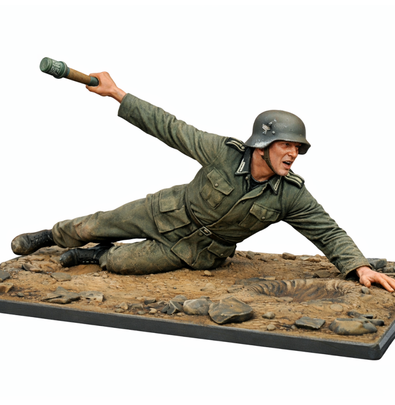 German Soldier Throwing a Grenade — STL File for 3D Printing | World War II | Instant Download