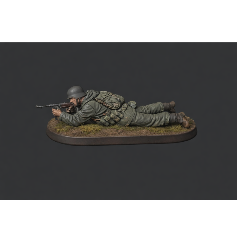 WWII German Infantry Soldier (Prone with Rifle) — STL for 3D Printing | Wargames / Diorama / Painting | Instant Download