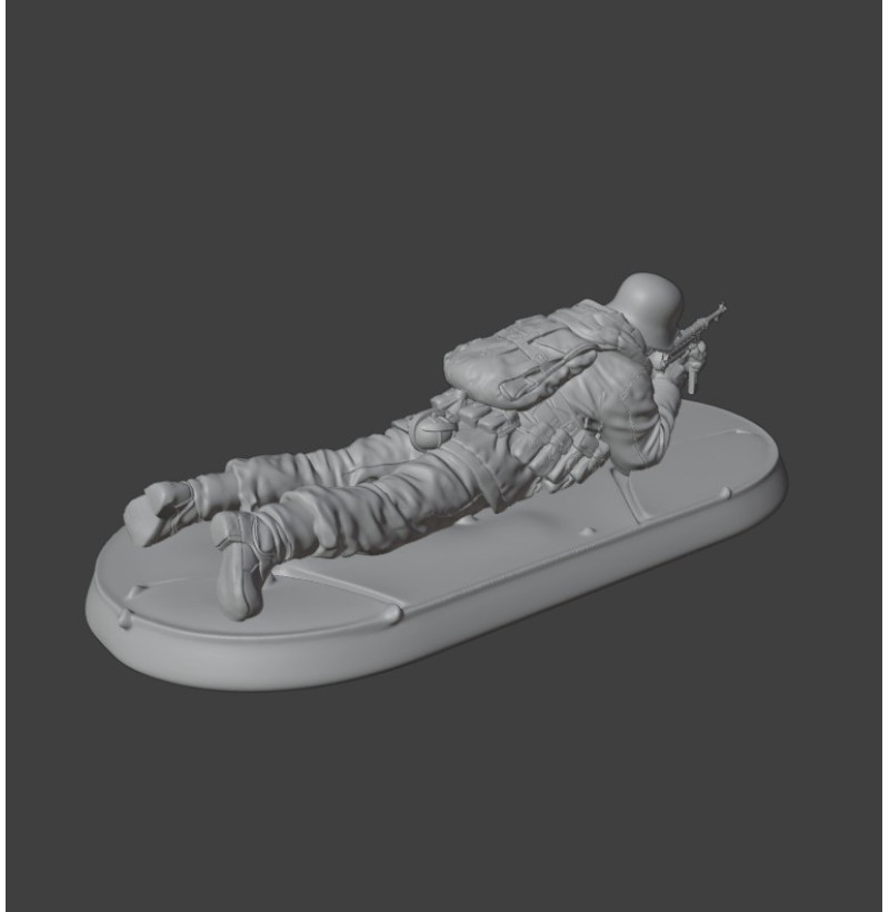 WWII German Infantry Soldier (Prone with Rifle) — STL for 3D Printing | Wargames / Diorama / Painting | Instant Download