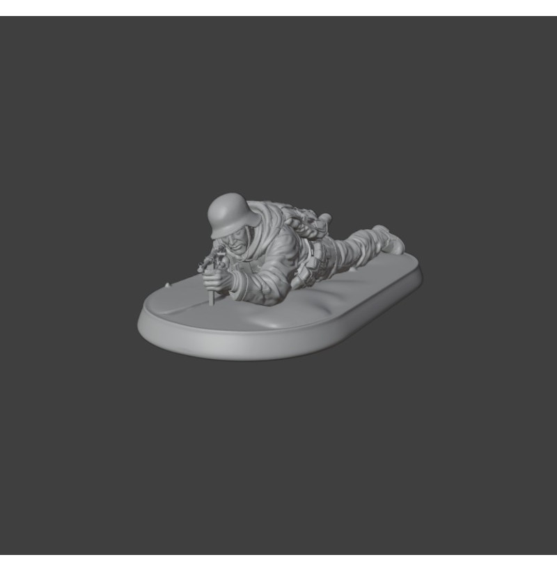 WWII German Infantry Soldier (Prone with Rifle) — STL for 3D Printing | Wargames / Diorama / Painting | Instant Download