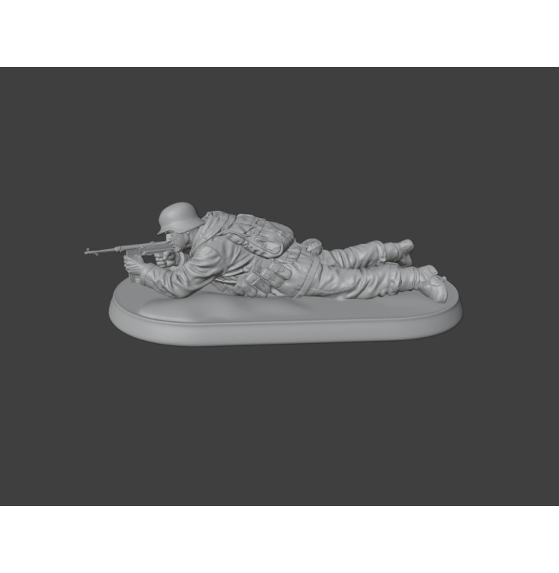 WWII German Infantry Soldier (Prone with Rifle) — STL for 3D Printing | Wargames / Diorama / Painting | Instant Download