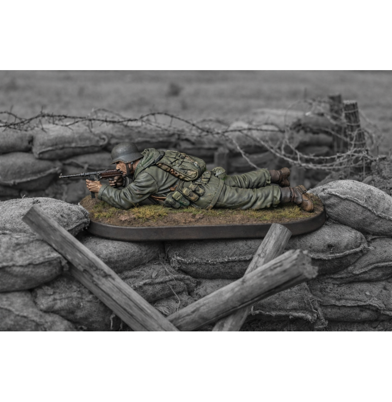 WWII German Infantry Soldier (Prone with Rifle) — STL for 3D Printing | Wargames / Diorama / Painting | Instant Download