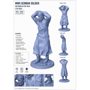 Німецький солдат WWII у полоні STL файл для 3D друку