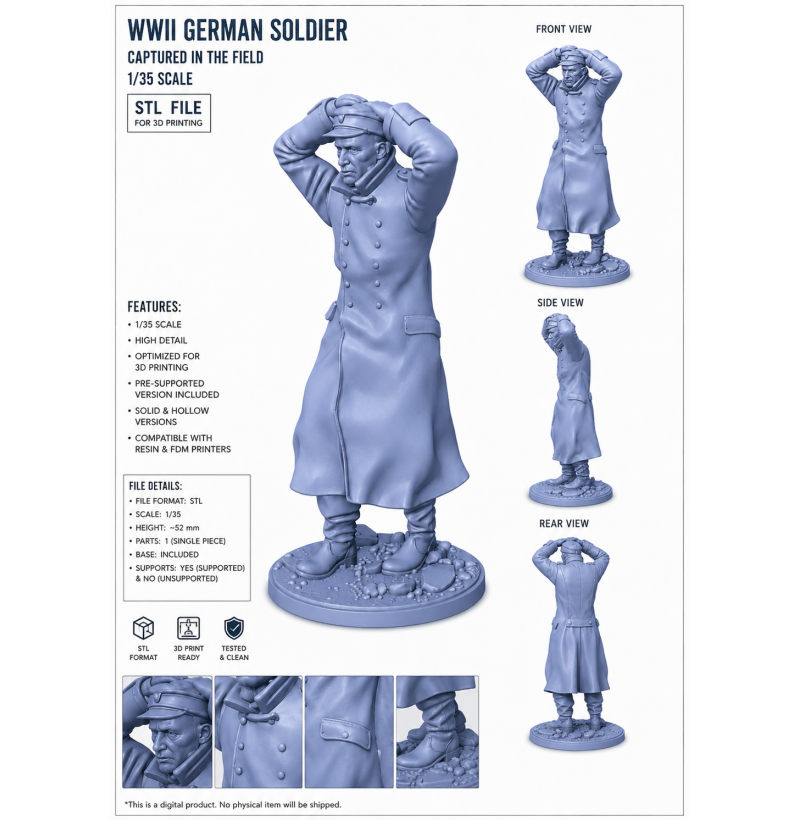 Німецький військовополонений Другої світової війни – STL модель для 3D друку