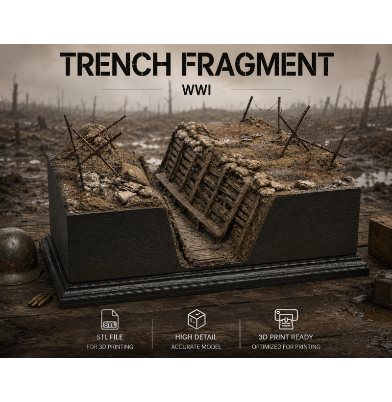 WWI Trench Fragment STL File for 3D Printing
