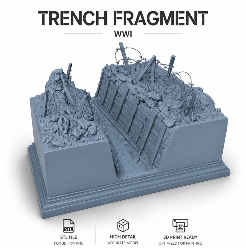 WWI Trench Fragment STL File for 3D Printing