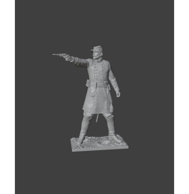 American Civil War Officer with Revolver — Detailed STL Miniature for 3D Printing