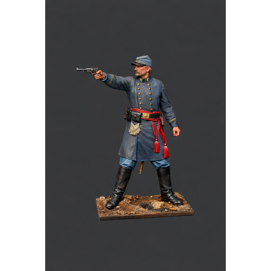 American Civil War Officer with Revolver — Detailed STL Miniature for 3D Printing