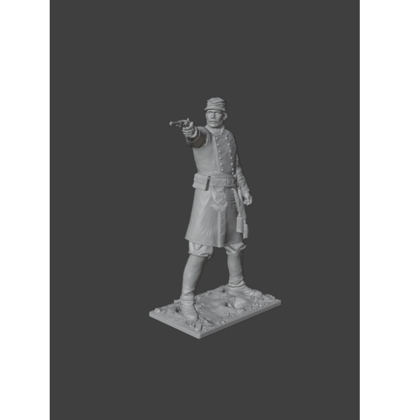 American Civil War Officer with Revolver — Detailed STL Miniature for 3D Printing