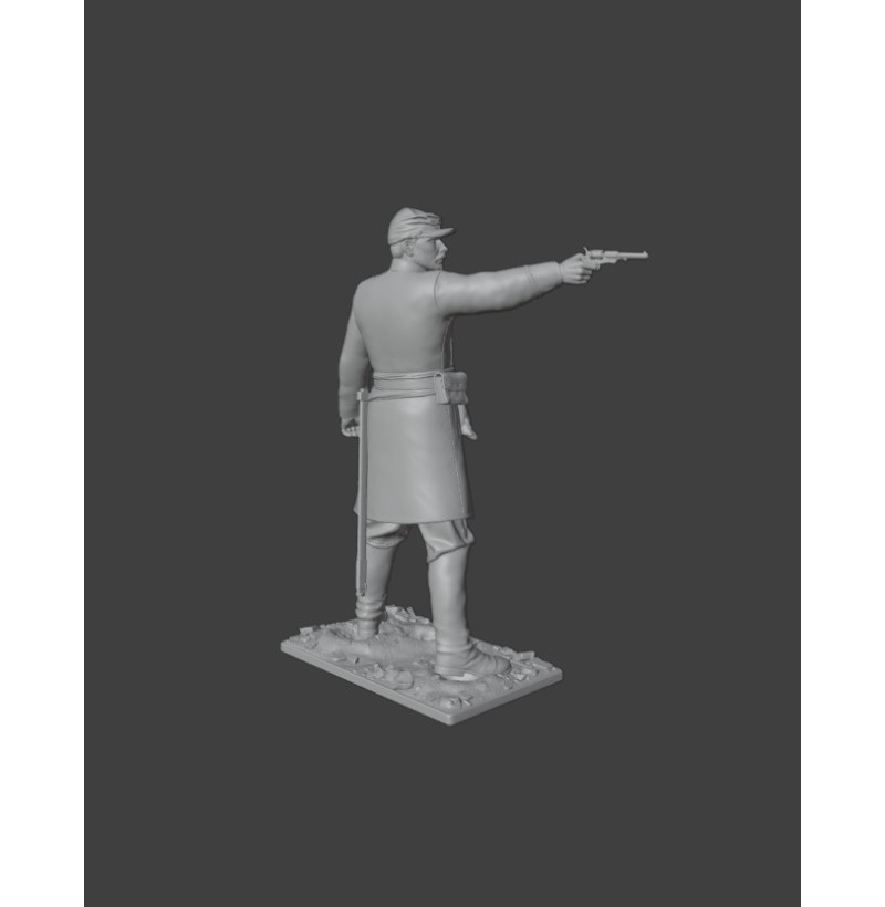 American Civil War Officer with Revolver — Detailed STL Miniature for 3D Printing