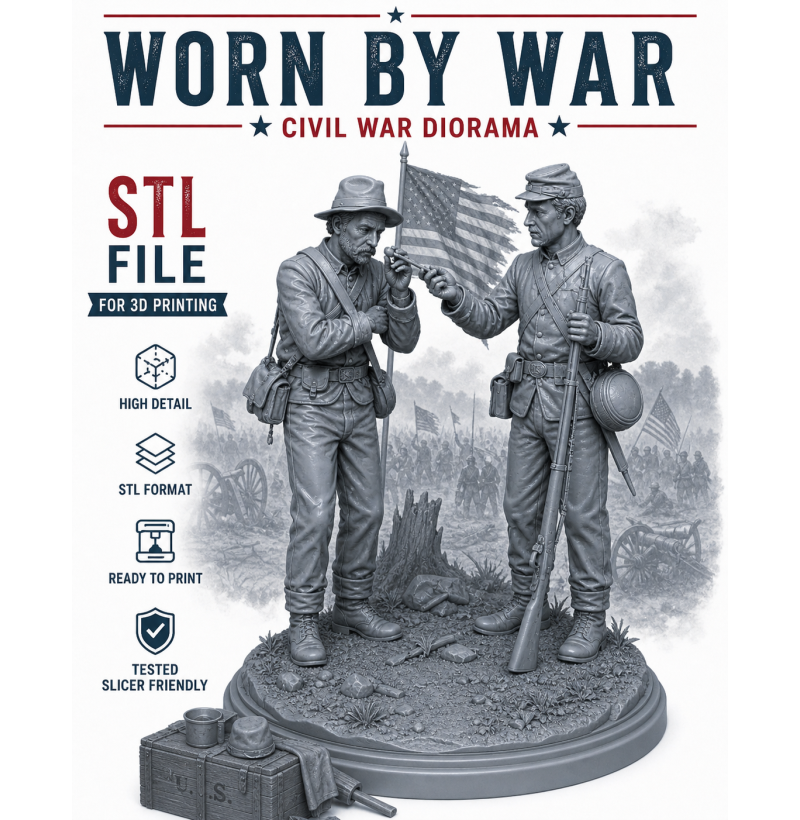 Civil War Diorama “Worn by War” STL File for 3D Printing