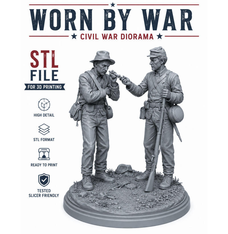 Civil War Diorama “Worn by War” STL File for 3D Printing