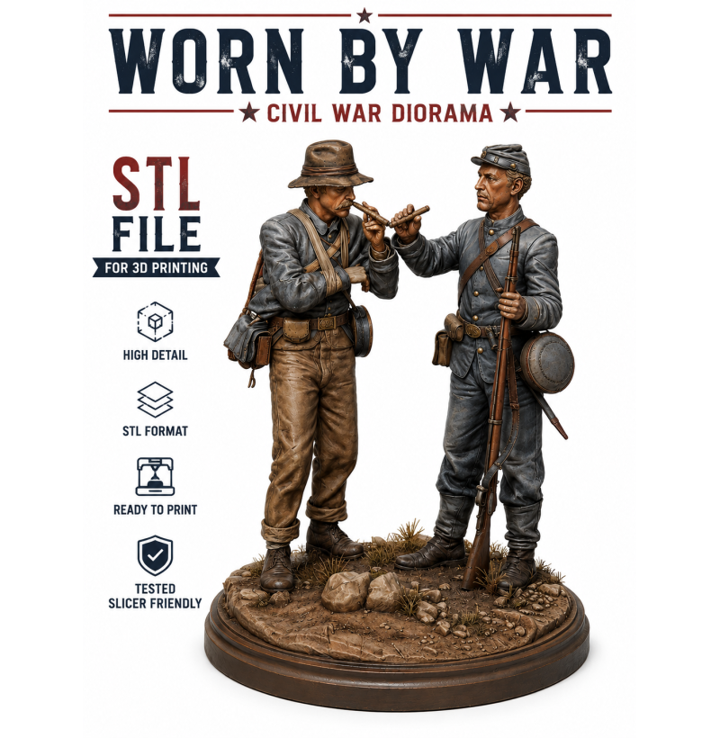 Civil War Diorama “Worn by War” STL File for 3D Printing
