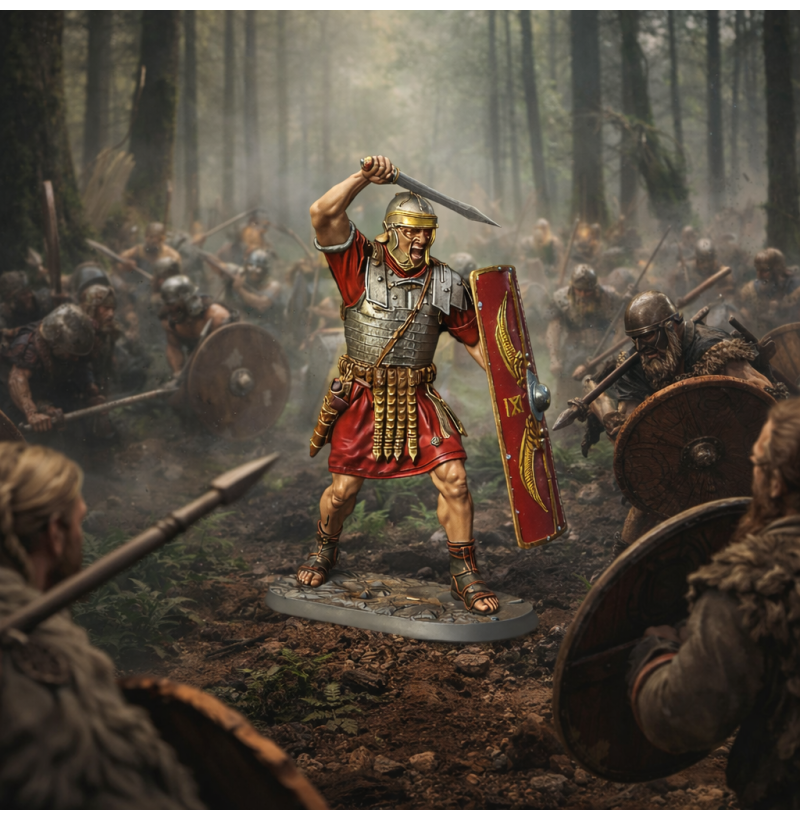 Roman Legionary with Sword & Shield (1st–2nd Century AD) — STL Miniature for 3D Printing