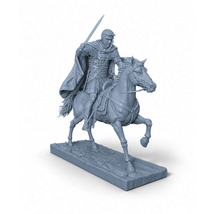 Ancient Roman Cavalry Officer on Horseback STL File for 3D Printing Ancient Roman Cavalry Officer on Horseback STL File for 3D Printing