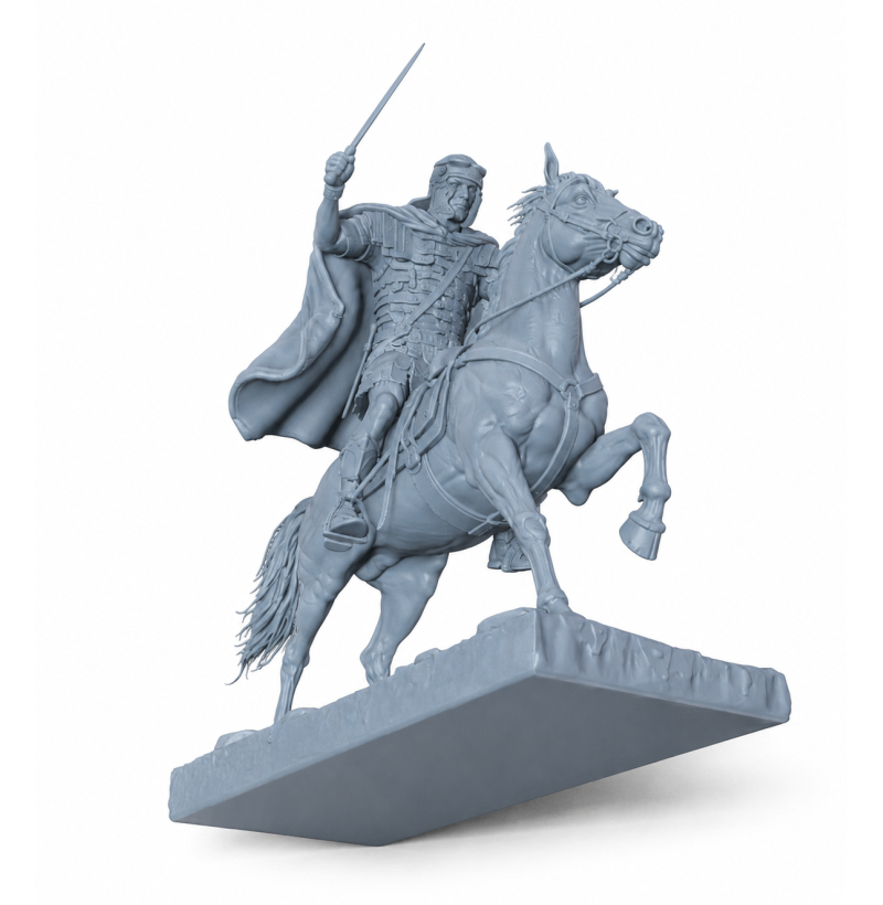 Ancient Roman Cavalry Officer on Horseback STL File for 3D Printing