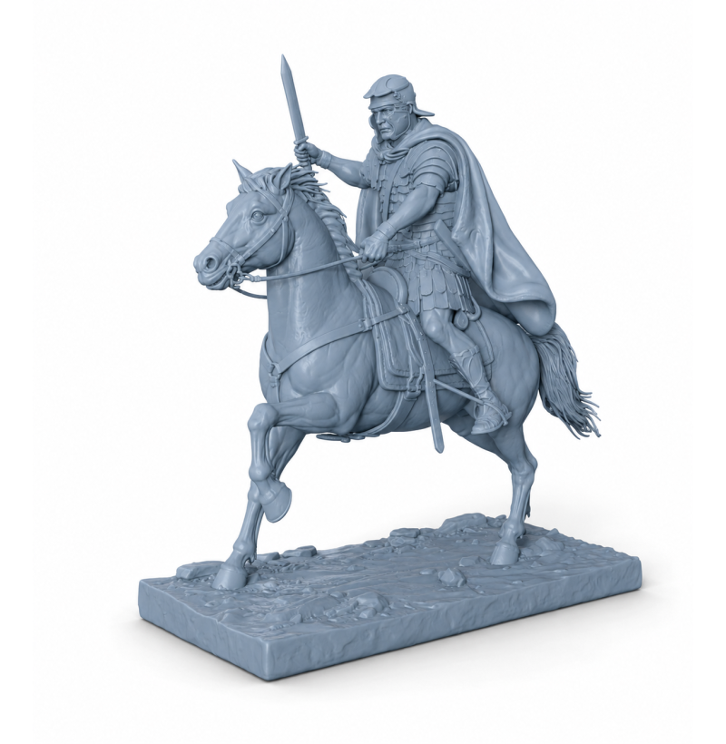 Ancient Roman Cavalry Officer on Horseback STL File for 3D Printing