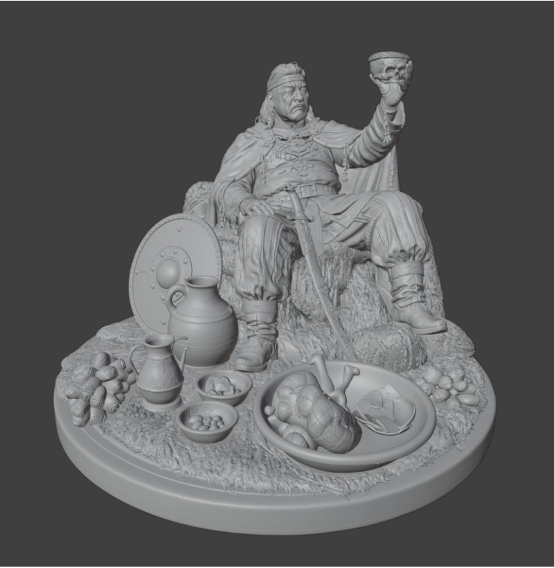 Pecheneg Khan Kurya with Prince Svyatoslav Skull Cup – STL Model for 3D Printing