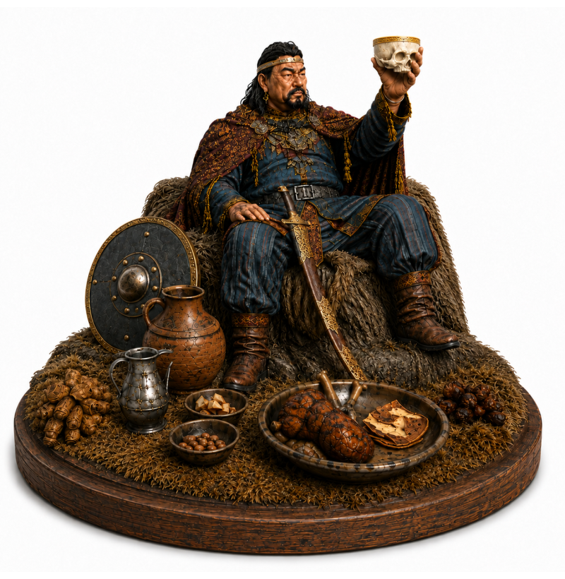 Pecheneg Khan Kurya with Prince Svyatoslav Skull Cup – STL Model for 3D Printing