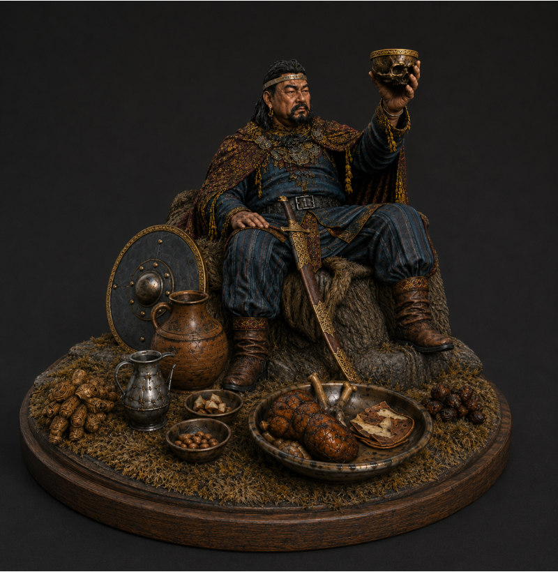 Pecheneg Khan Kurya with Prince Svyatoslav Skull Cup – STL Model for 3D Printing