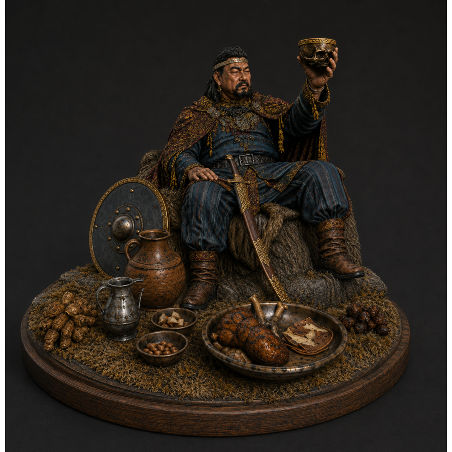 Pecheneg Khan Kurya with Prince Svyatoslav Skull Cup – STL Model for 3D Printing