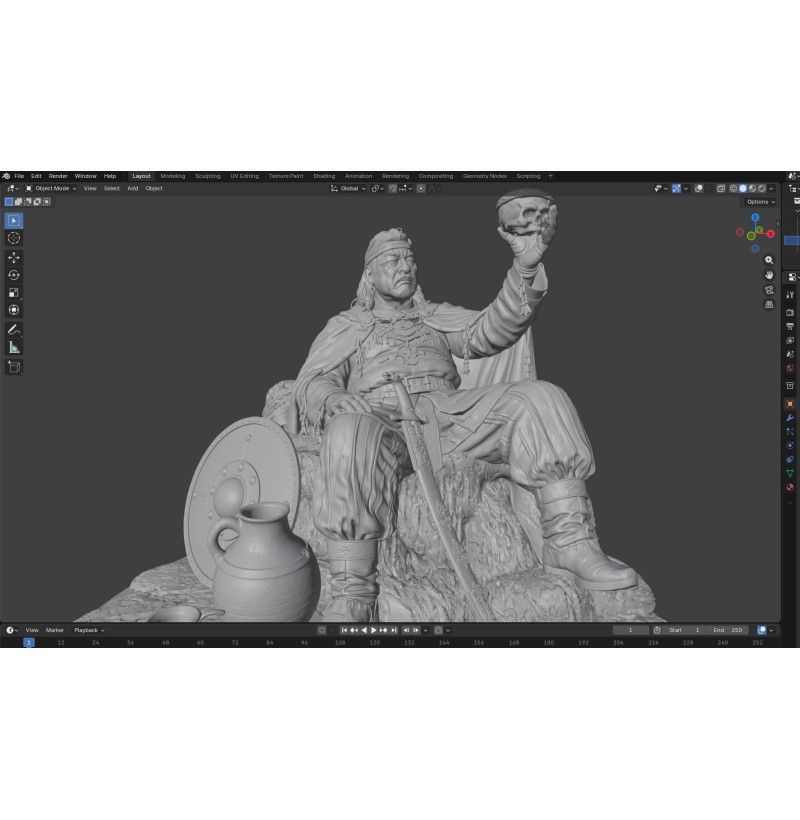 Pecheneg Khan Kurya with Prince Svyatoslav Skull Cup – STL Model for 3D Printing