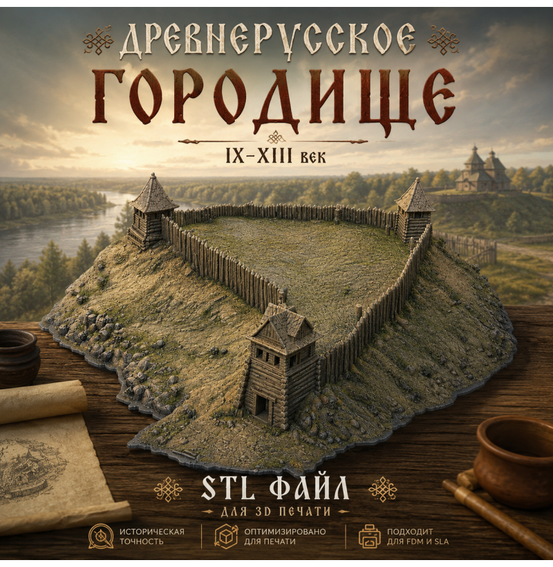 Ancient Rus Fortress IX–XIII Century STL for 3D Printing