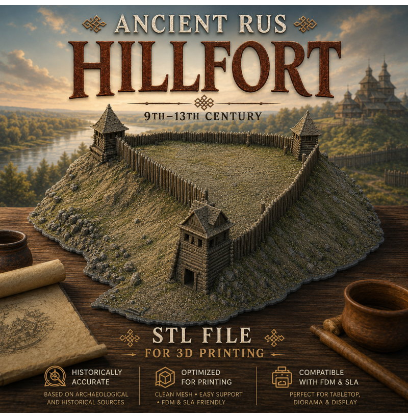 Ancient Rus Fortress IX–XIII Century STL for 3D Printing