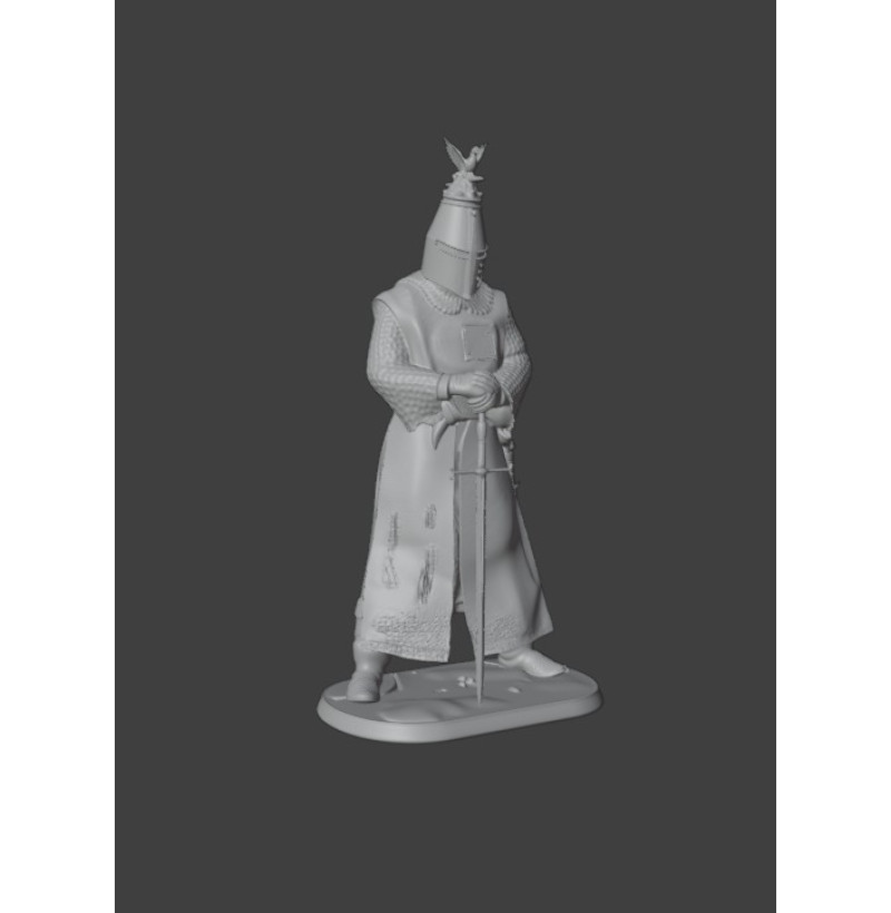 Crusader Knight (Latin Cross) — Standing with Sword | STL for 3D Printing