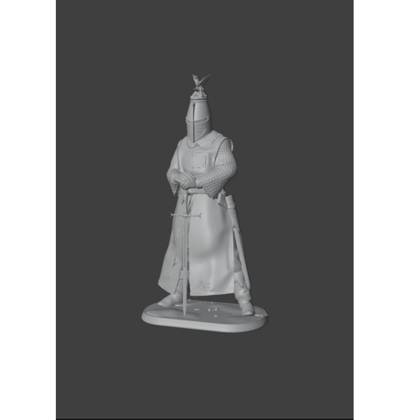 Crusader Knight (Latin Cross) — Standing with Sword | STL for 3D Printing
