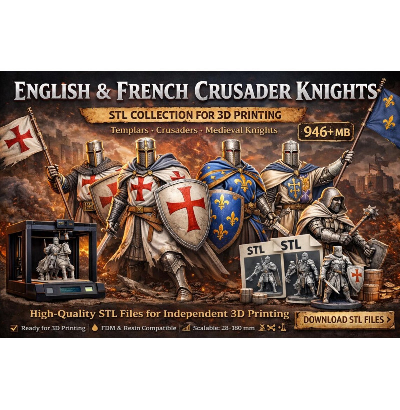 Medieval Knights and Crusaders STL Collection for 3D Printing