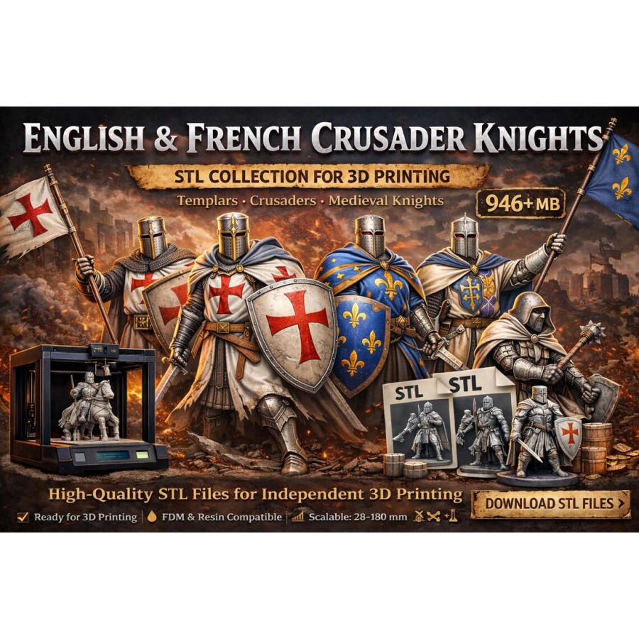 Medieval Knights and Crusaders STL Collection for 3D Printing Medieval Knights and Crusaders STL Collection for 3D Printing