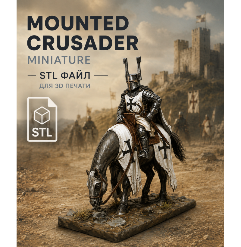 Mounted Crusader STL File for 3D Printing – Historical Knight Miniature