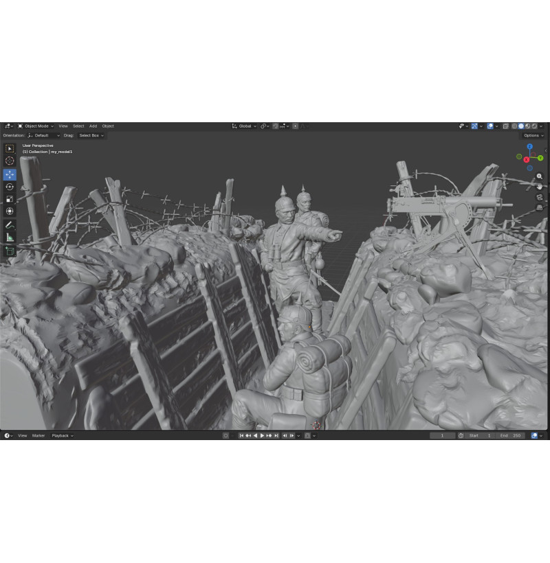 WWI German Trench Diorama STL File for 3D Printing