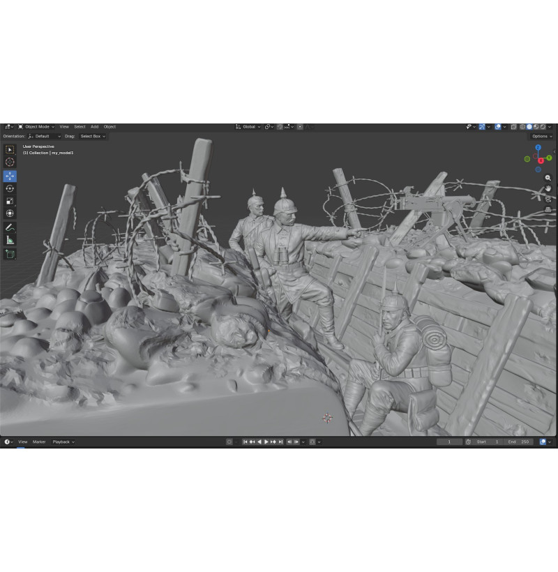WWI German Trench Diorama STL File for 3D Printing
