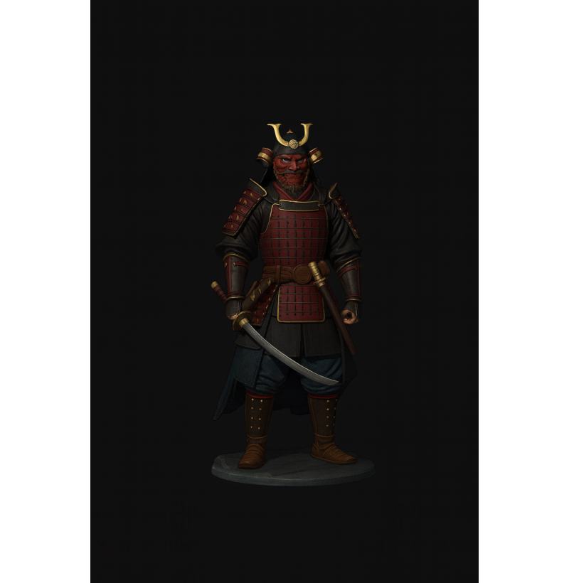Samurai in Armor – Sengoku Period (15th–16th Century) STL File for 3D Printing 