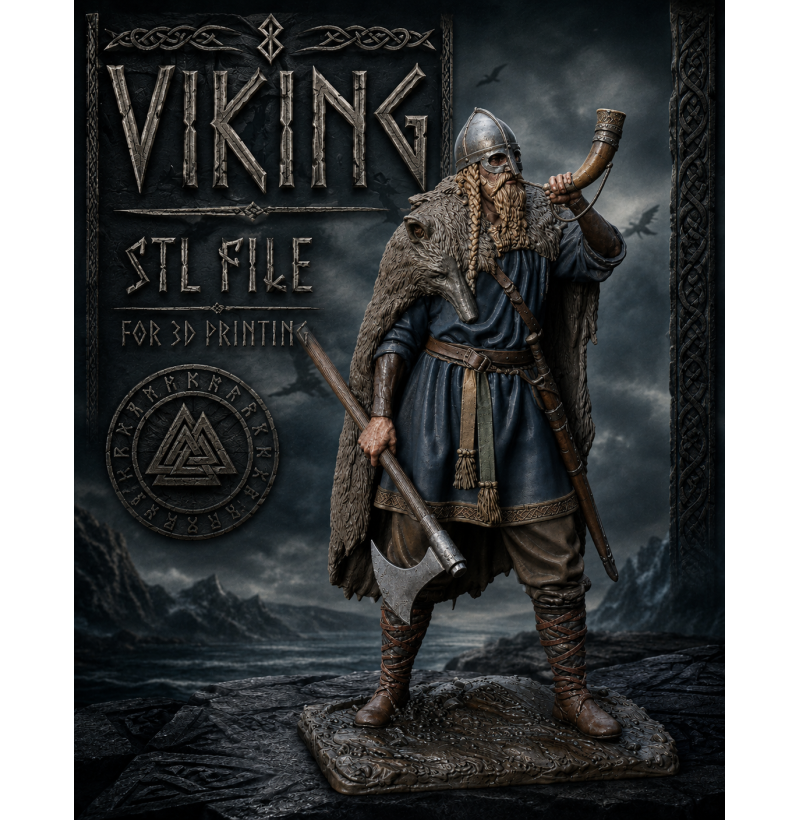 Viking STL File for 3D Printing – Norse Warrior Miniature Model