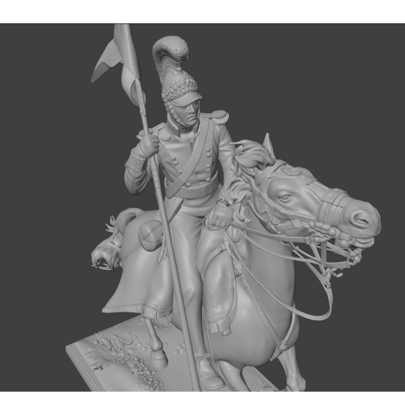 Polish Napoleonic Uhlan Cavalry STL – Mounted Lancer Miniature for 3D Printing