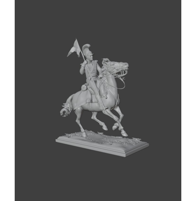Polish Napoleonic Uhlan Cavalry STL – Mounted Lancer Miniature for 3D Printing