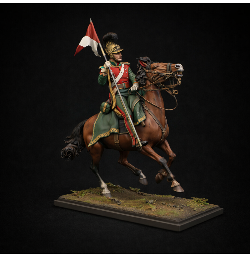 Polish Napoleonic Uhlan Cavalry STL – Mounted Lancer Miniature for 3D Printing