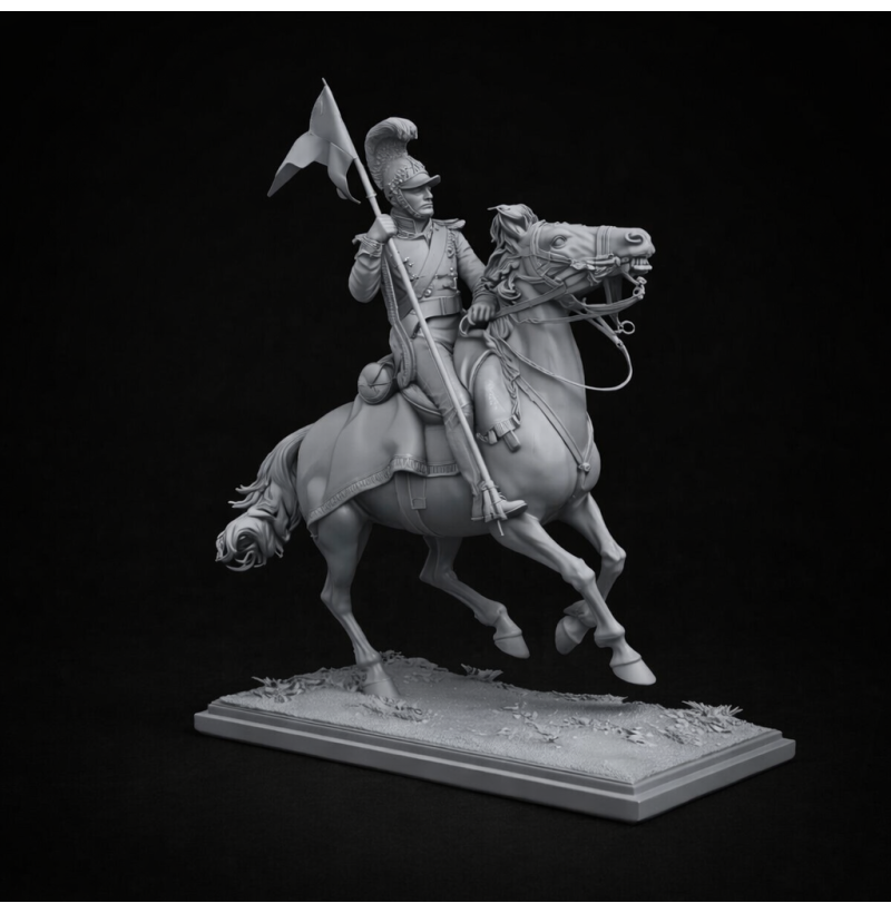 Polish Napoleonic Uhlan Cavalry STL – Mounted Lancer Miniature for 3D Printing