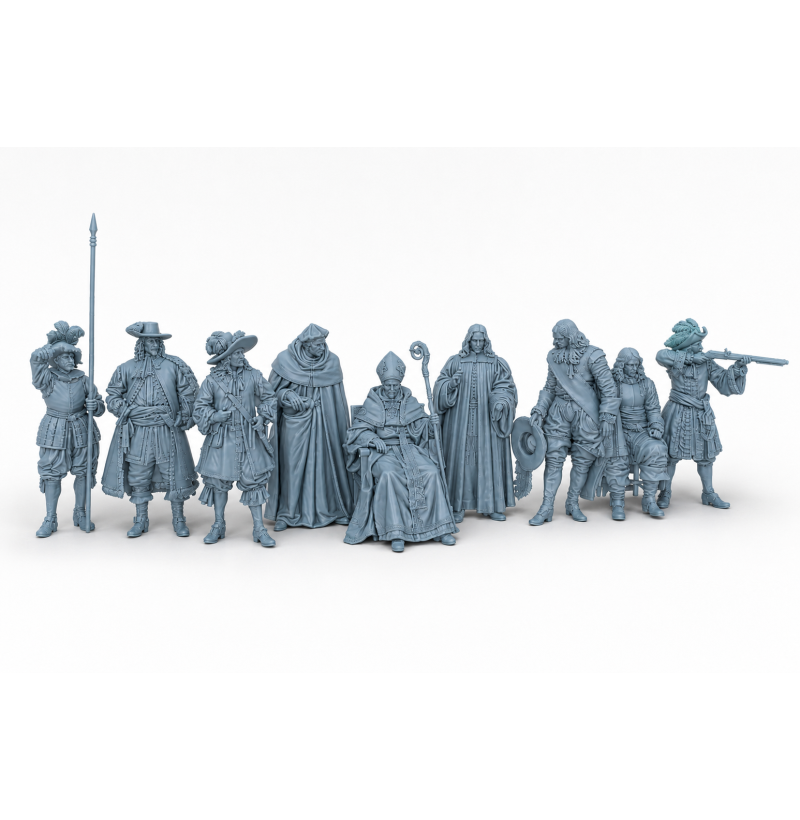 17th Century European Soldiers Clergy – 9 STL Models for 3D Printing