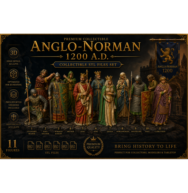 Anglo-Normans 1200 – 11 STL Model Set for 3D Printing