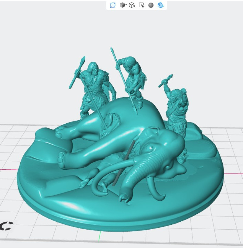 STL File “Prey” — Neanderthal Mammoth Hunt Diorama for 3D Printing