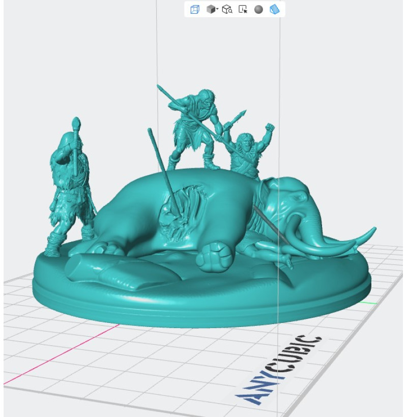 STL File “Prey” — Neanderthal Mammoth Hunt Diorama for 3D Printing