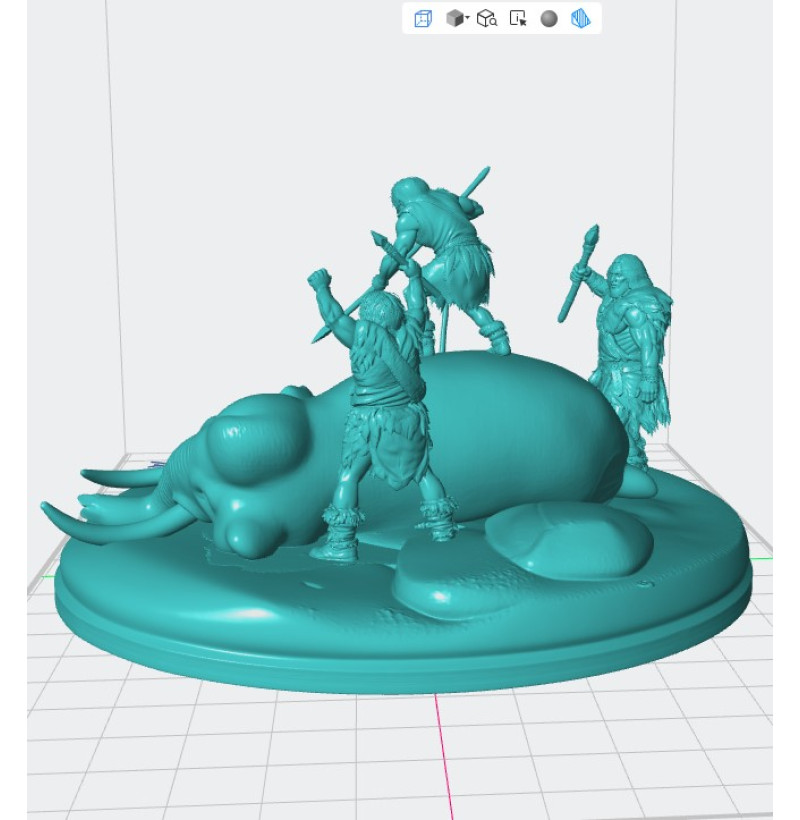 STL File “Prey” — Neanderthal Mammoth Hunt Diorama for 3D Printing