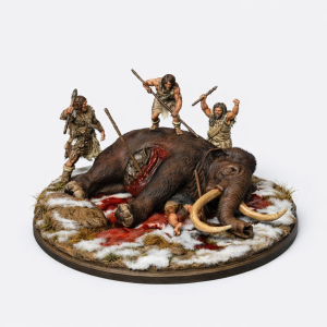 STL File – “Prey. Neanderthal Mammoth Hunt” Historical Diorama for 3D Printing