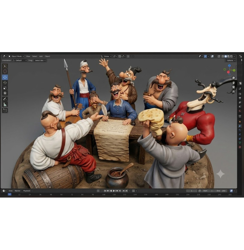 Zaporizhian Cossacks Writing a Letter" Diorama – STL File for 3D Printing